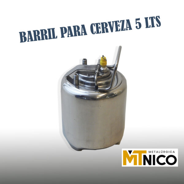 Barril Cerveza Artesanal (simil Corni) Acero Inoxidable 5 Lt