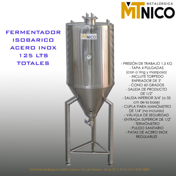 Fermentador 100 Lts Acero Inoxidable -cerveza Artesanal - - Imagen 2